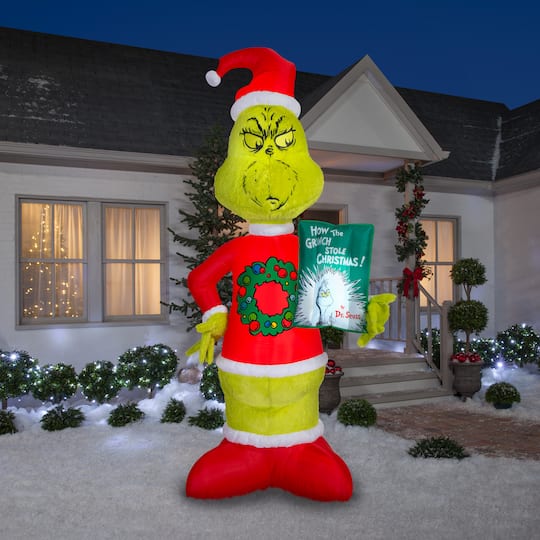 10ft. Airblown® Inflatable Grinch Fuzzy Plush Christmas Light Décor